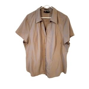 Stretch Button Up Style & Co. Woman Short Slve. Tapered Office Casual Minimal 3X